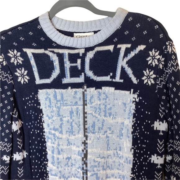Game of Thrones Ugly Christmas Sweater Womens M Blue Crewneck Deck The Wall - Picture 2 of 6